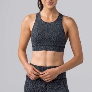 Lululemon Fast & Free Sports Bra (Nulux) Soundwave Alpine White Black